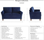 Lexicon Morgan Velvet Loveseat Sofa - Blue