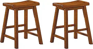 Lexicon 194840111160 Victoria Saddle Wood Dining Stools Set