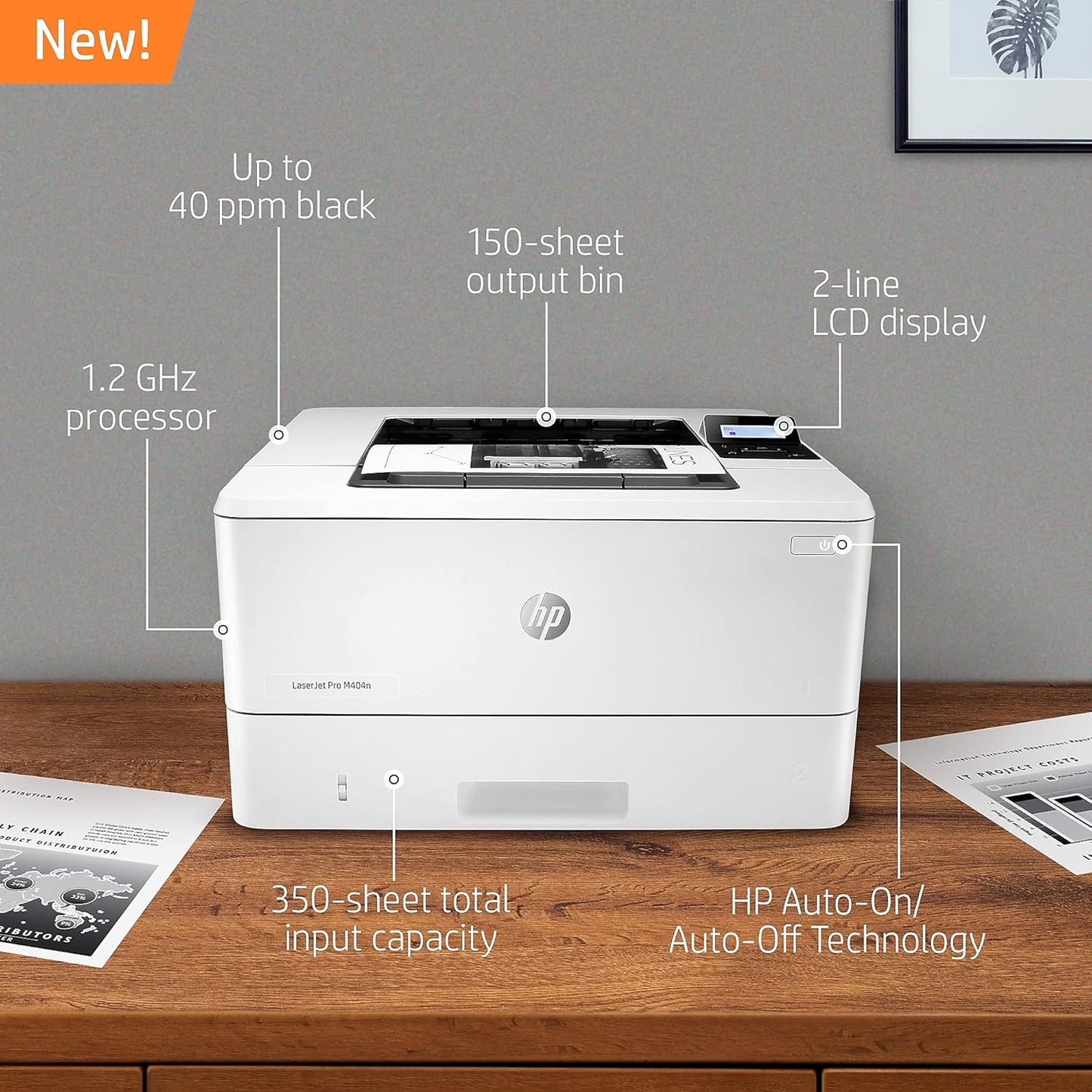 HP M404n LaserJet Pro Monochrome Ethernet Printer