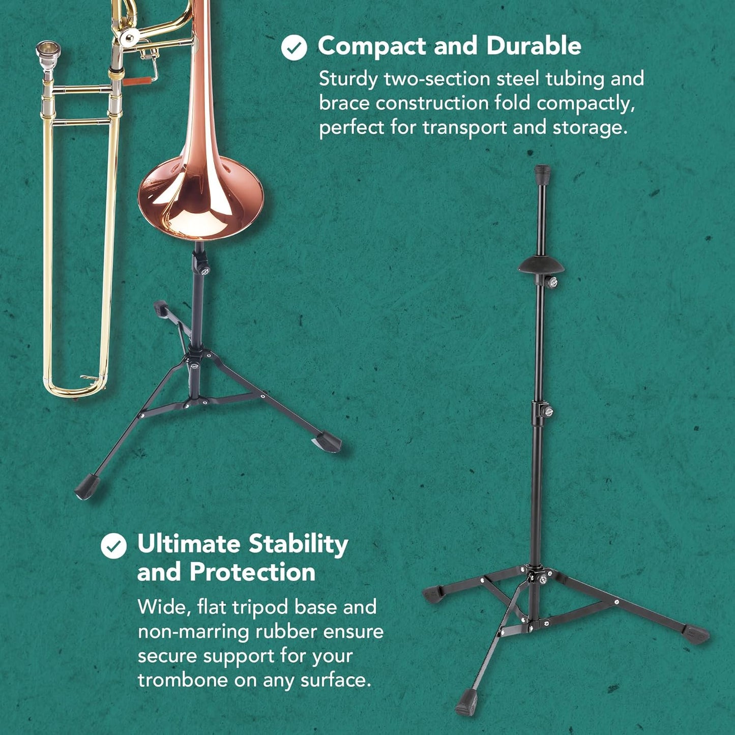 K&M 14990.000.55 Portable Trombone Stand - Black Finish