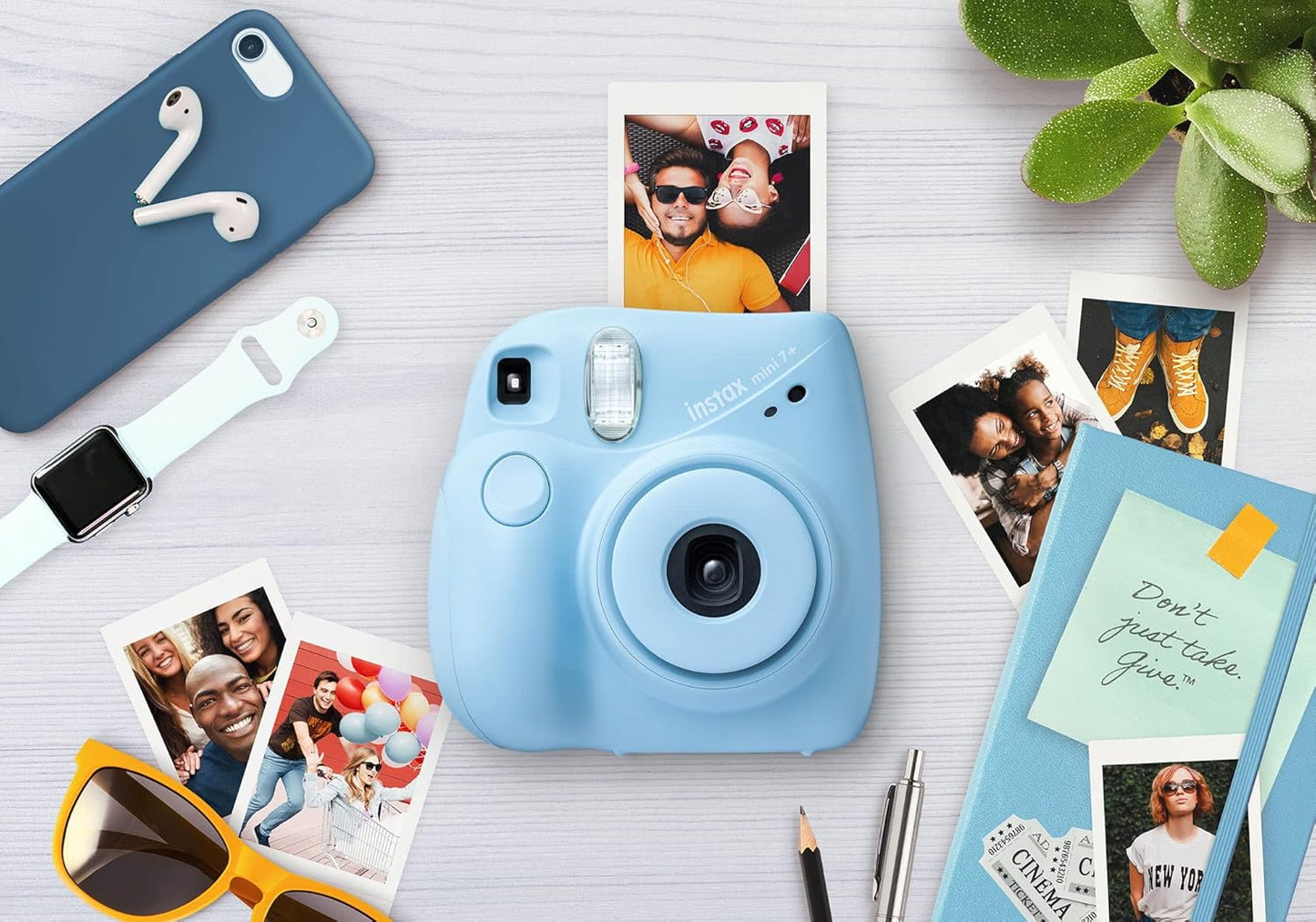 Fujifilm Instax Mini 7+ Instant Camera Light Blue Renewed
