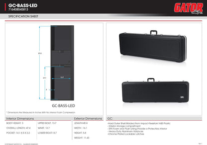 Gator Cases GC-BASS-LED ABS Bass Guitar Case with LED