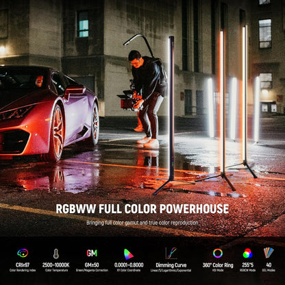 Neewer TL120C RGB Tube Light: 42W, APP/2.4G/DMX Control