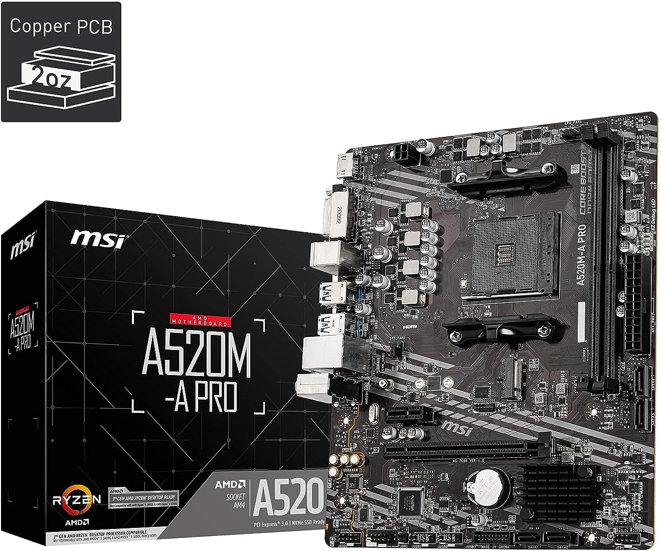 MSI A520M-A PRO Ryzen AM4 Micro-ATX Motherboard