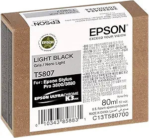 Epson C13T580700 T5807 UltraChrome K3 Light Black Ink Cartridge — main product image