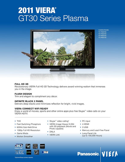 Panasonic TC-P65GT30 65-Inch 3D Plasma HDTV