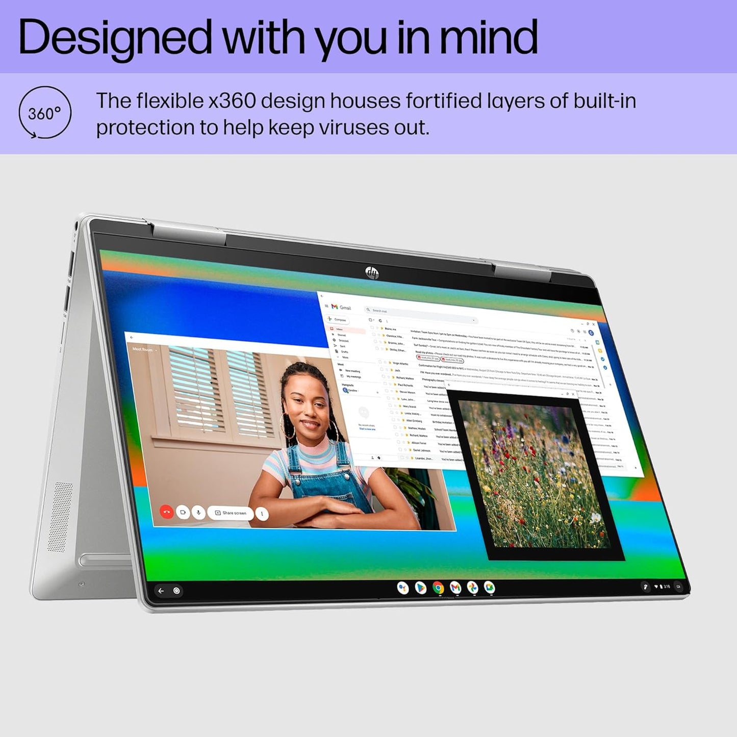 HP 9P9X3UA#ABA Chromebook x360 14" - HD Touchscreen Laptop 2024
