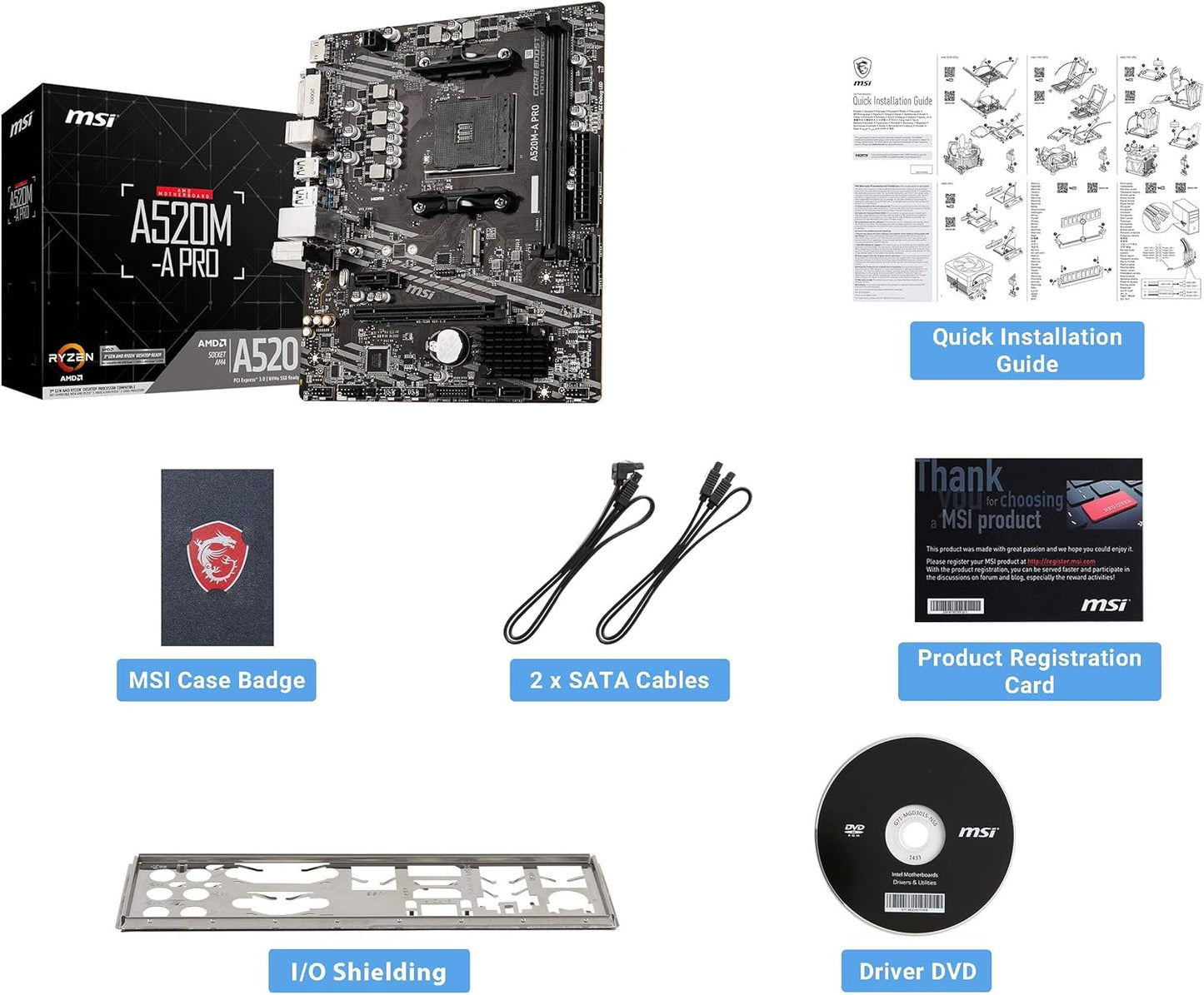 MSI A520M-A PRO Ryzen AM4 Micro-ATX Motherboard