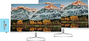 HP 27 Inch 1080P Monitor Bundle AMD FreeSync Silver White