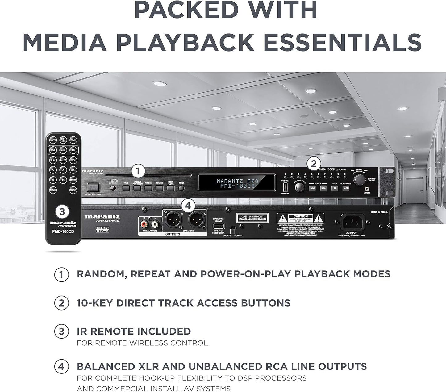 Marantz PMD100CD Professional Rackmount CD Player with USB
