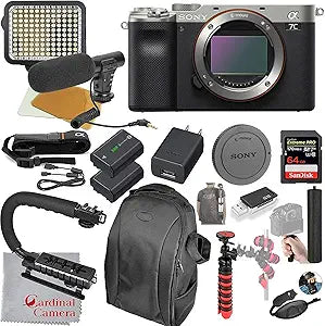 Sony ILCE7C Alpha a7C Silver Mirrorless Camera Video Bundle