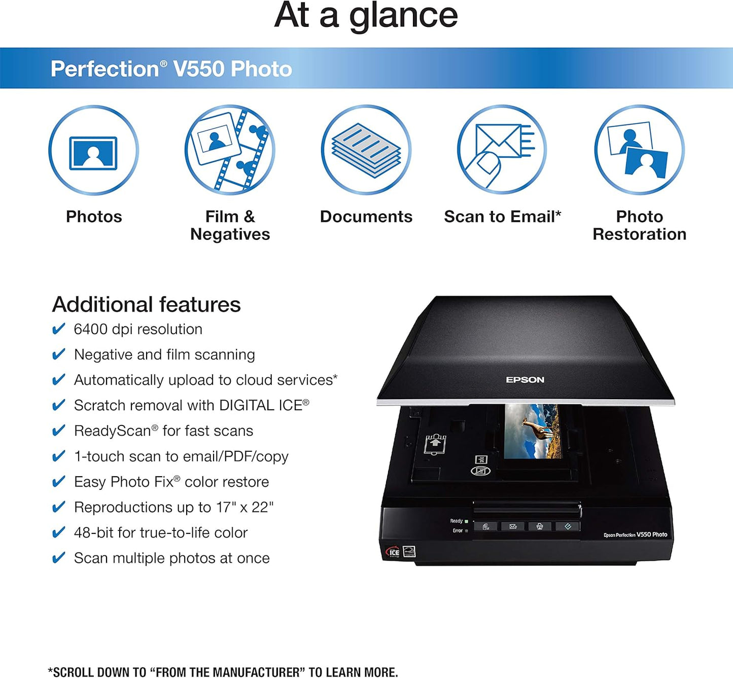 Epson Perfection V550 Color Photo Scanner Renewed