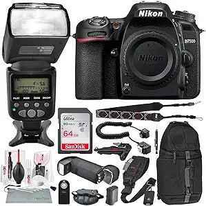 Nikon D7500 DSLR Camera (Body Only) - Flash Bundle - 64GB Memory - More