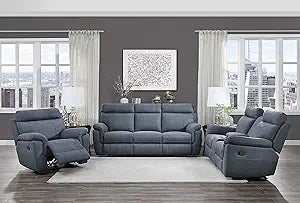 Lexicon S189301BUE*3 Valois Blue 3-Piece Reclining Living Room Set