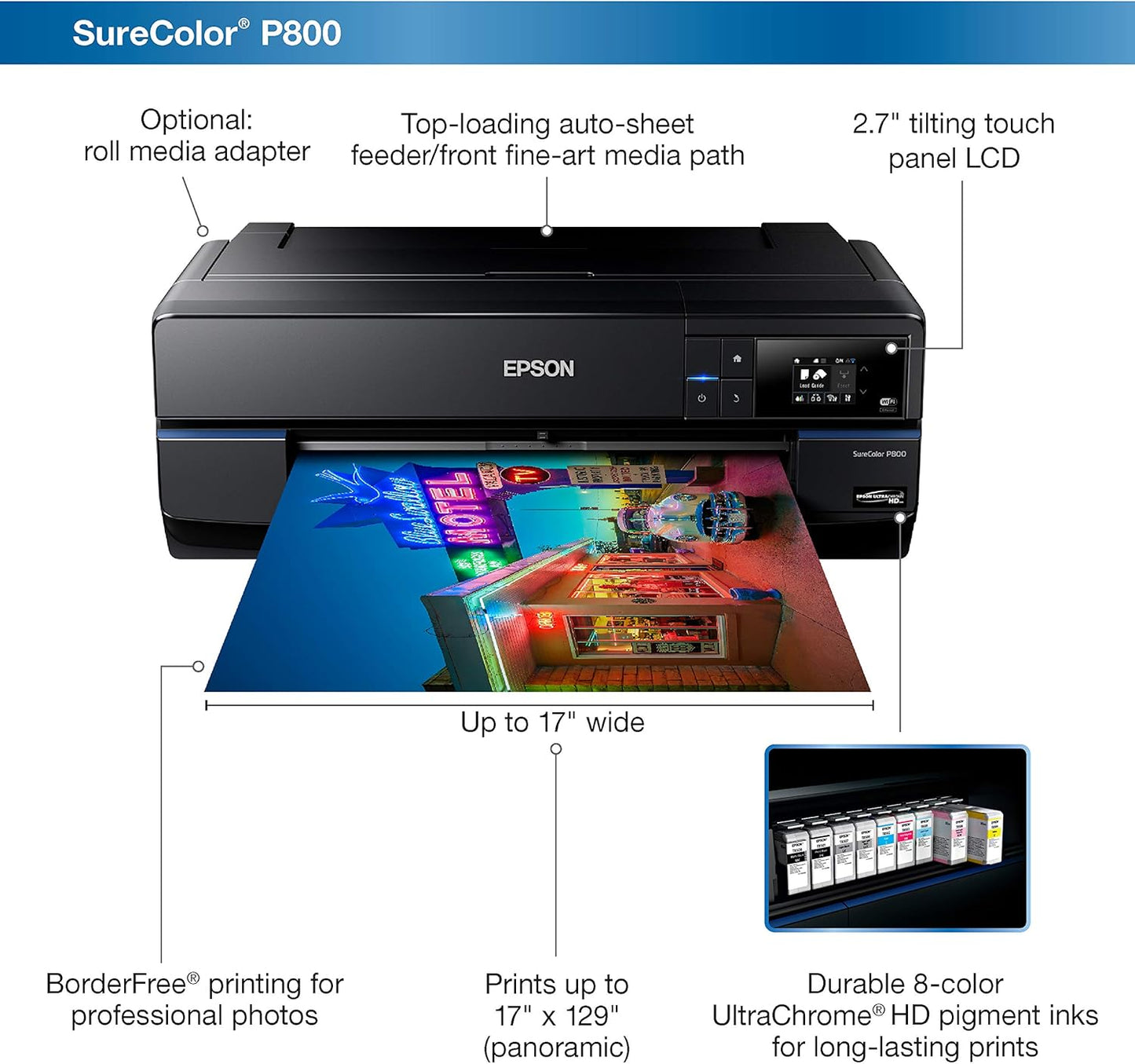 Epson P800 SureColor 17" Professional Photo Inkjet Printer