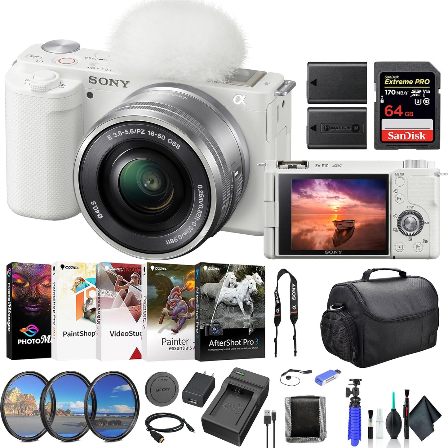 Sony ILCZV-E10L/W ZV-E10 Mirrorless Vlogging Camera Kit