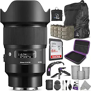Sigma KM0962 20mm f/1.4 Art Lens Sony E-Mount Bundle