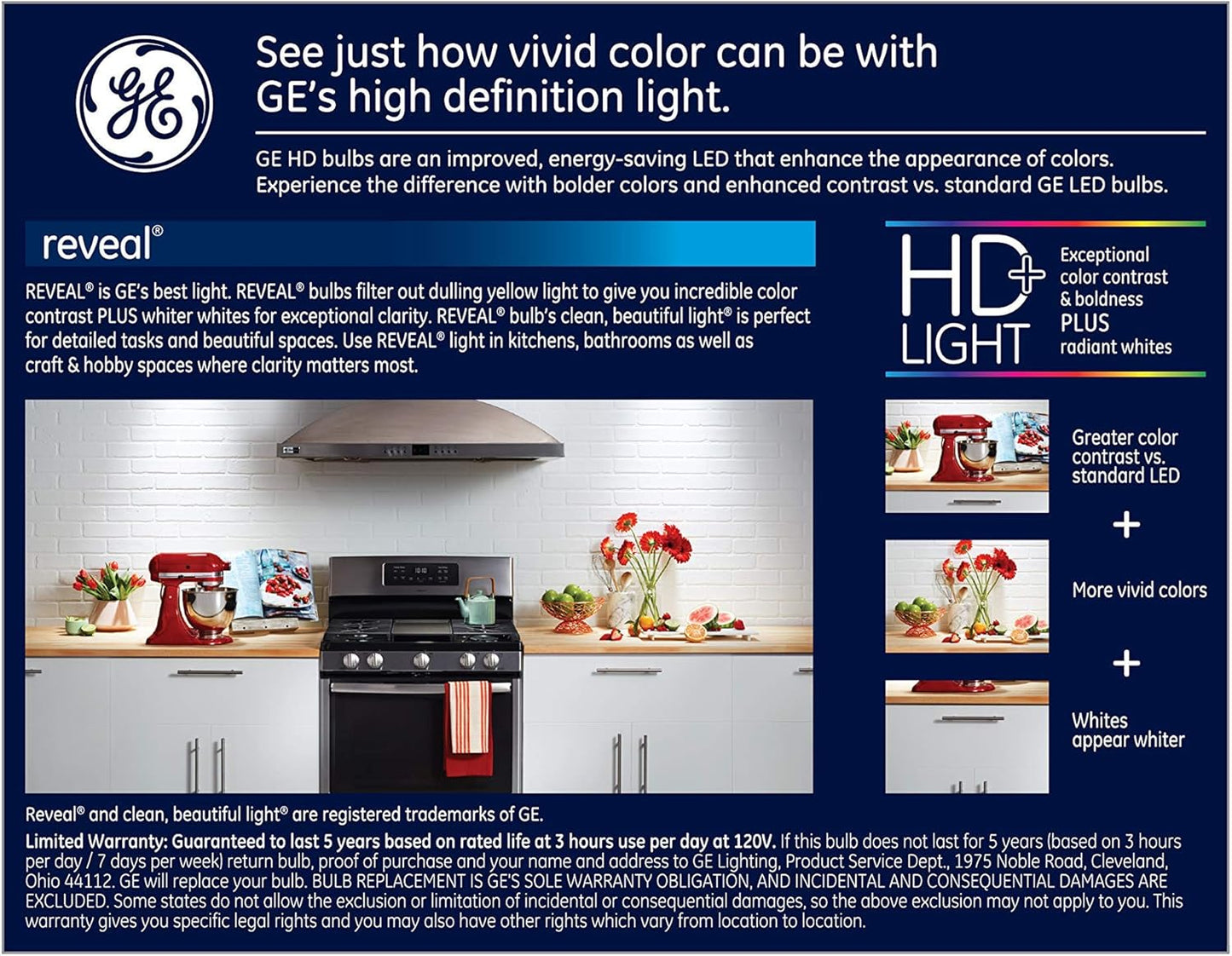 GE Reveal 31858 LED G25 Globe Light Bulbs 60W 2-Pack