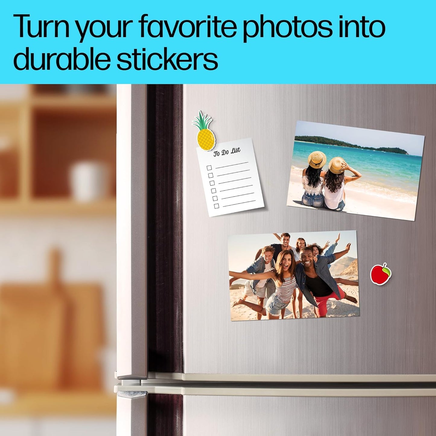 HP 8L1U8A 4x6 Picture Stickers Matte Self-Adhesive 25 Sheets