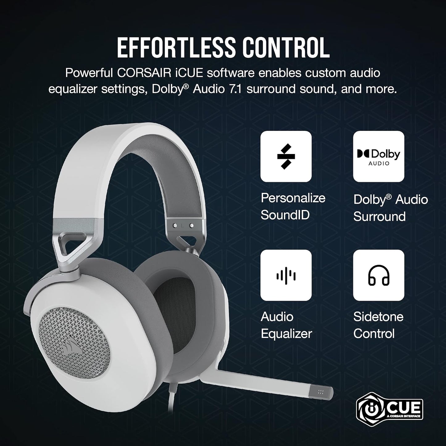 Corsair CA-9011271-NA HS65 Surround Gaming Headset White