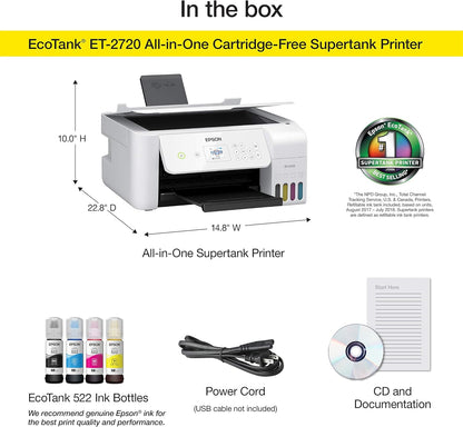 Epson ET-2720 EcoTank Wireless All-in-One Printer - White