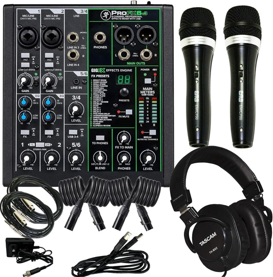Mackie ProFX6v3 Mixer Bundle Onyx Preamps EMB Microphones