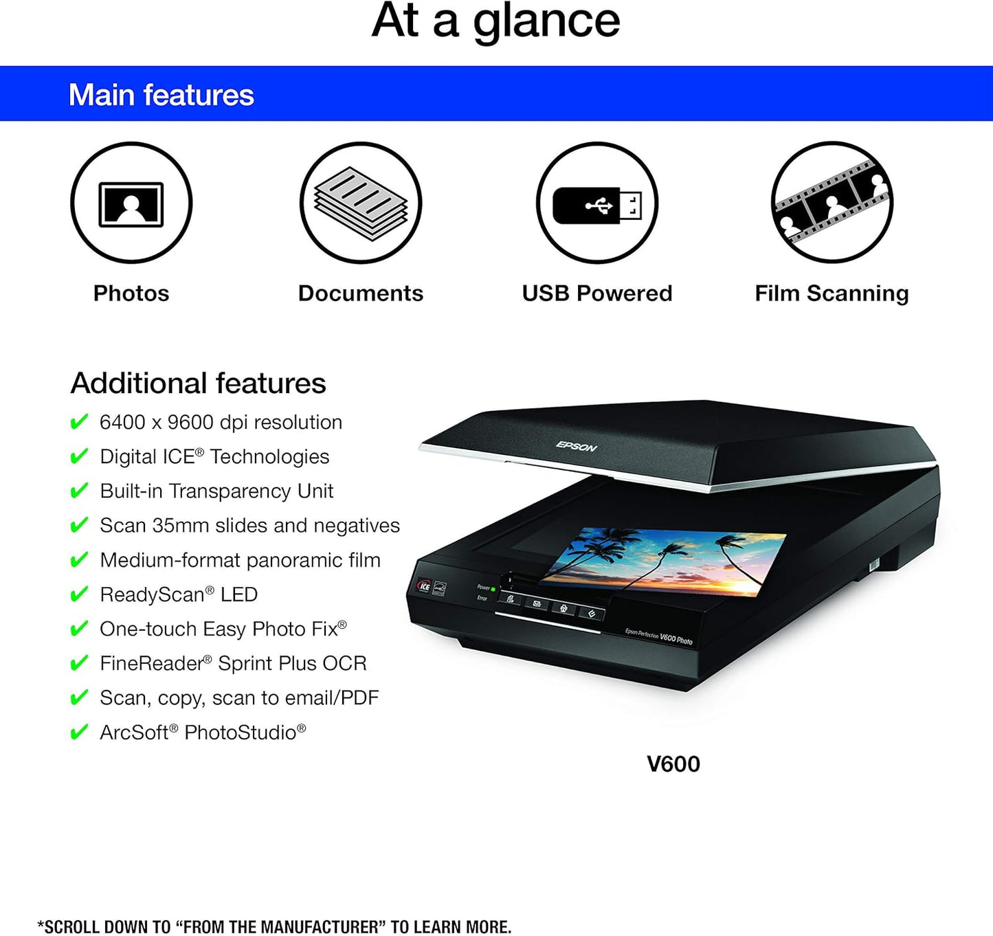 Epson B11B198011 Perfection V600 Photo Scanner Renewed