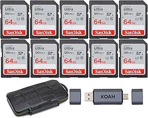SanDisk Ultra 64GB 120MB/S SD Card 10-Pack Bundle