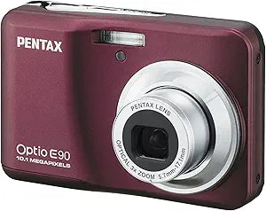 Pentax E90 Wine Red Optio 10MP Digital Camera — main product image