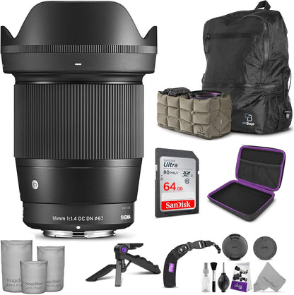 Sigma 16mm F1.4 Sony E Lens Accessory Bundle