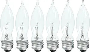 GE H&PC-49635 Crystal Clear 40W Bent Tip Light Bulbs 6-Pack