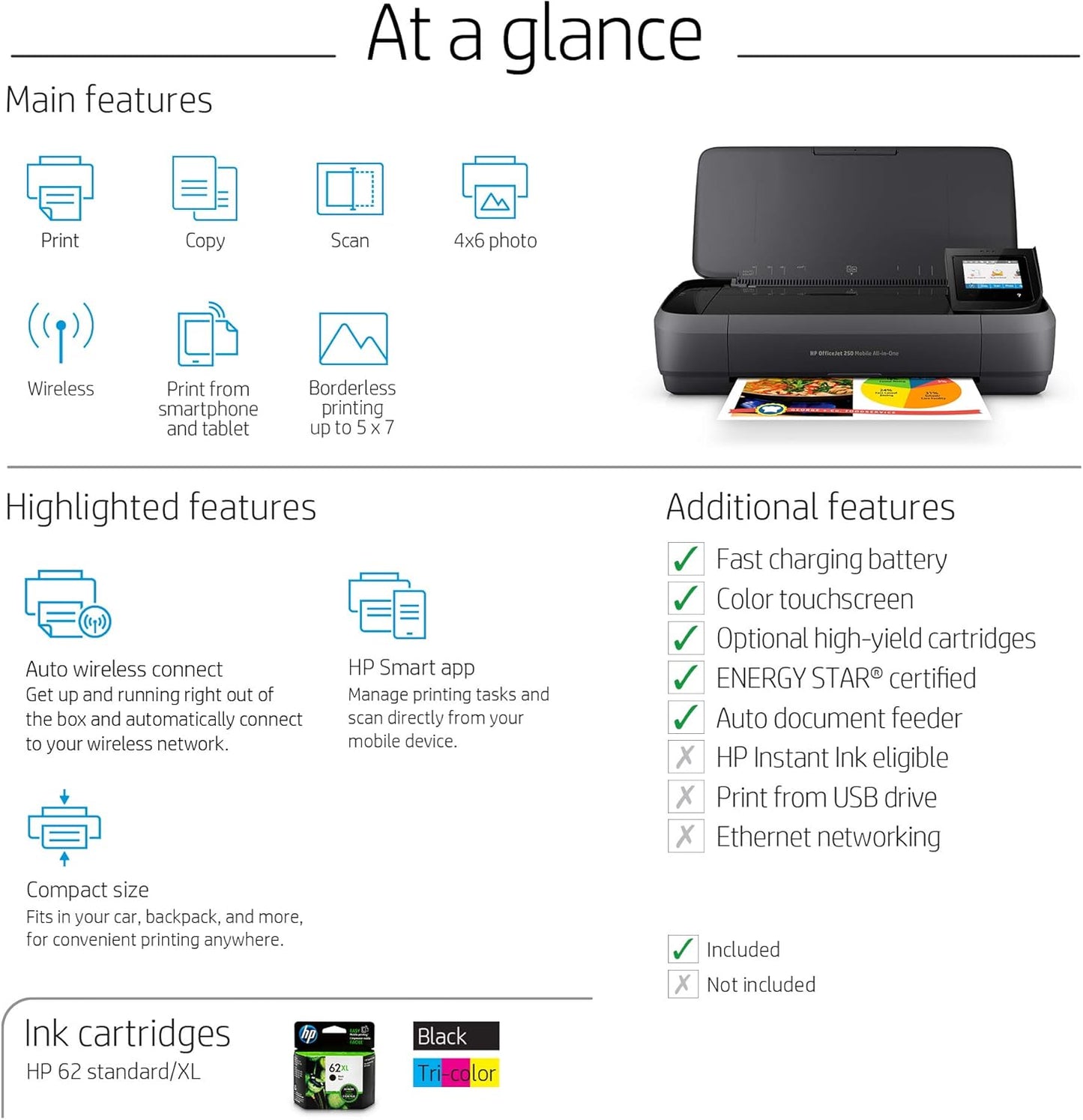 HP 250 OfficeJet Portable All-in-One Printer