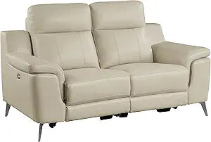 Lexicon 194840129493 Ezra Genuine Leather Power Reclining Loveseat — main product image