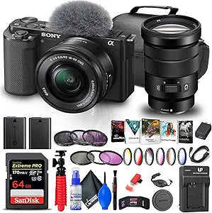 Sony ILCZV-E10L/B Mirrorless Camera with Lens Kit (Renewed)
