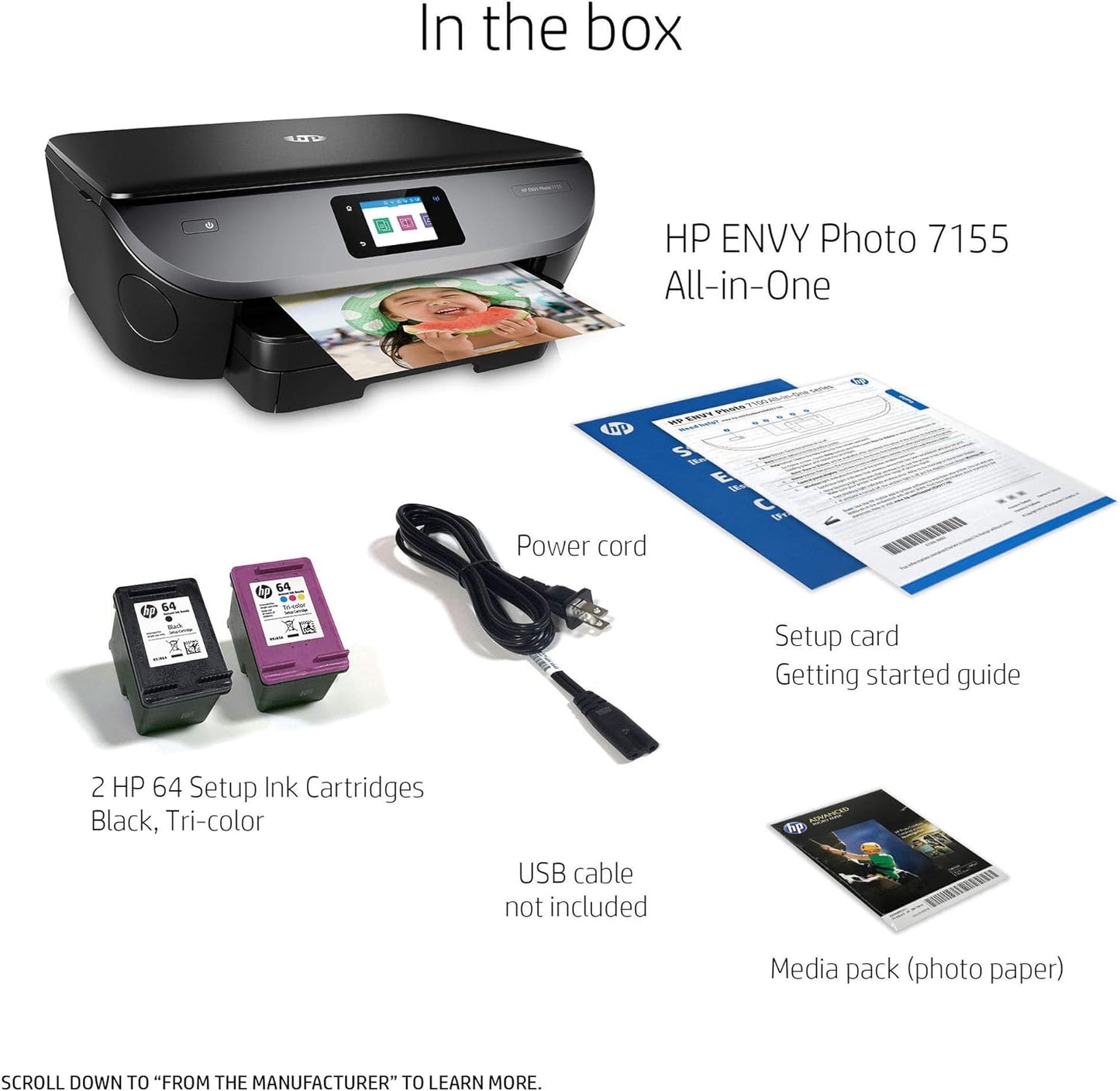 HP K7G93A Envy Photo 7155 Wireless Printer (Renewed)