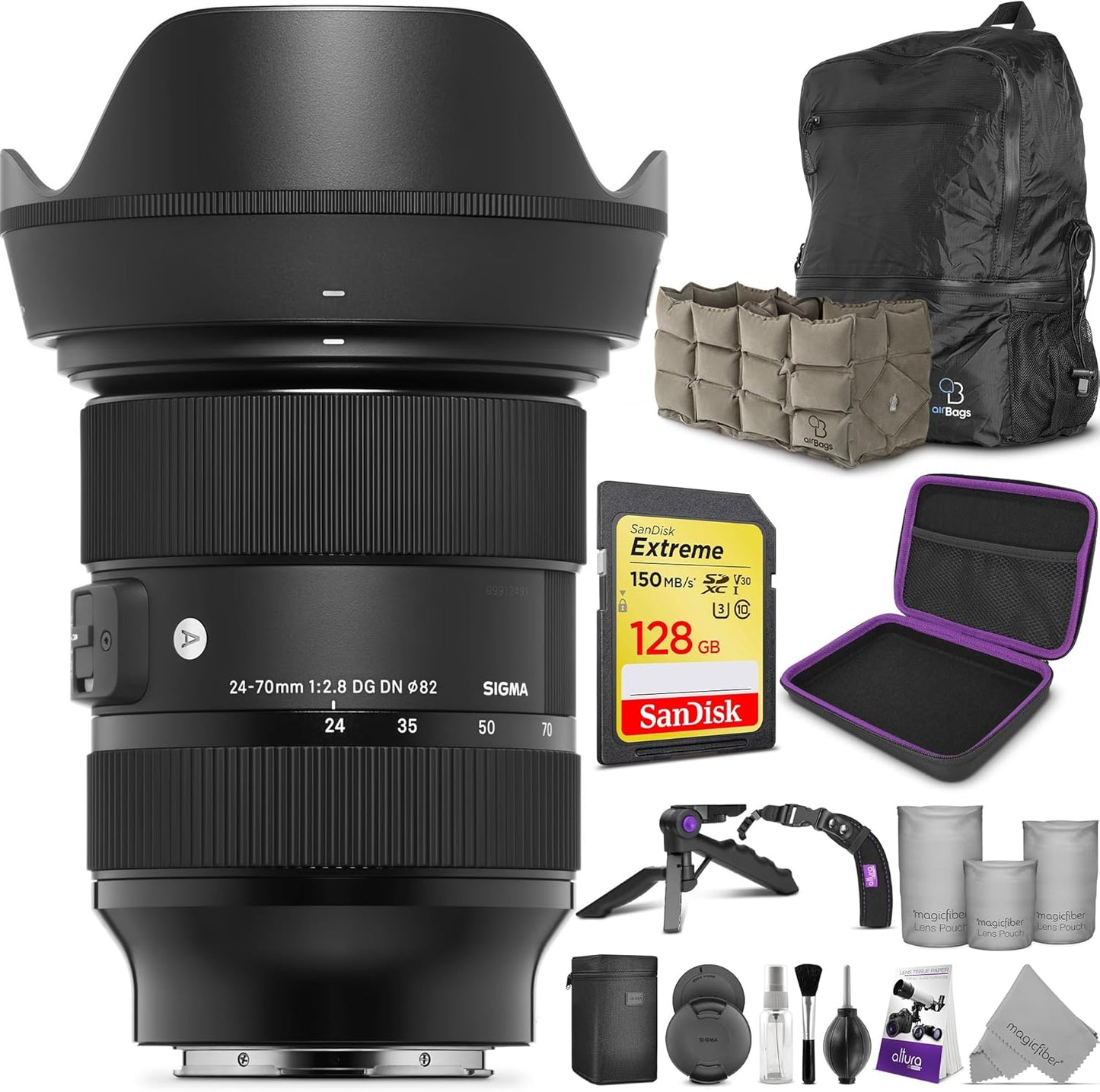 Sigma QM1096 24-70mm f/2.8 Art Lens Sony E-Mount Bundle