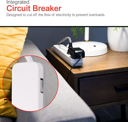 GE 57869 6-Outlet Surge Protector 8ft Cord White