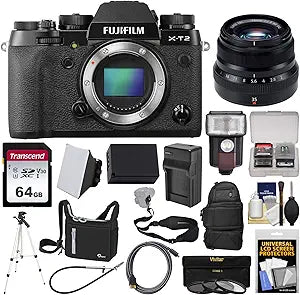 Fujifilm X-T2 4K Digital Camera Body 35mm Lens Bundle