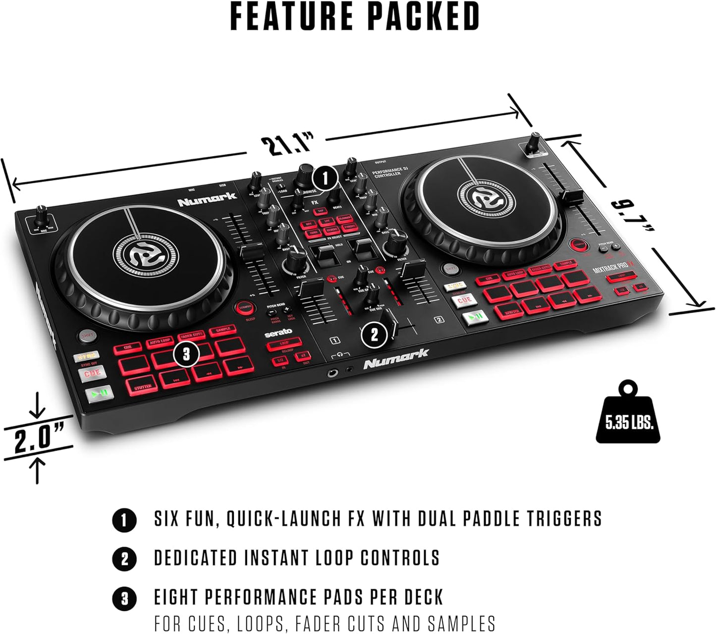 Numark Mixtrack Pro FX - 2-Deck Serato DJ Controller - Audio Interface
