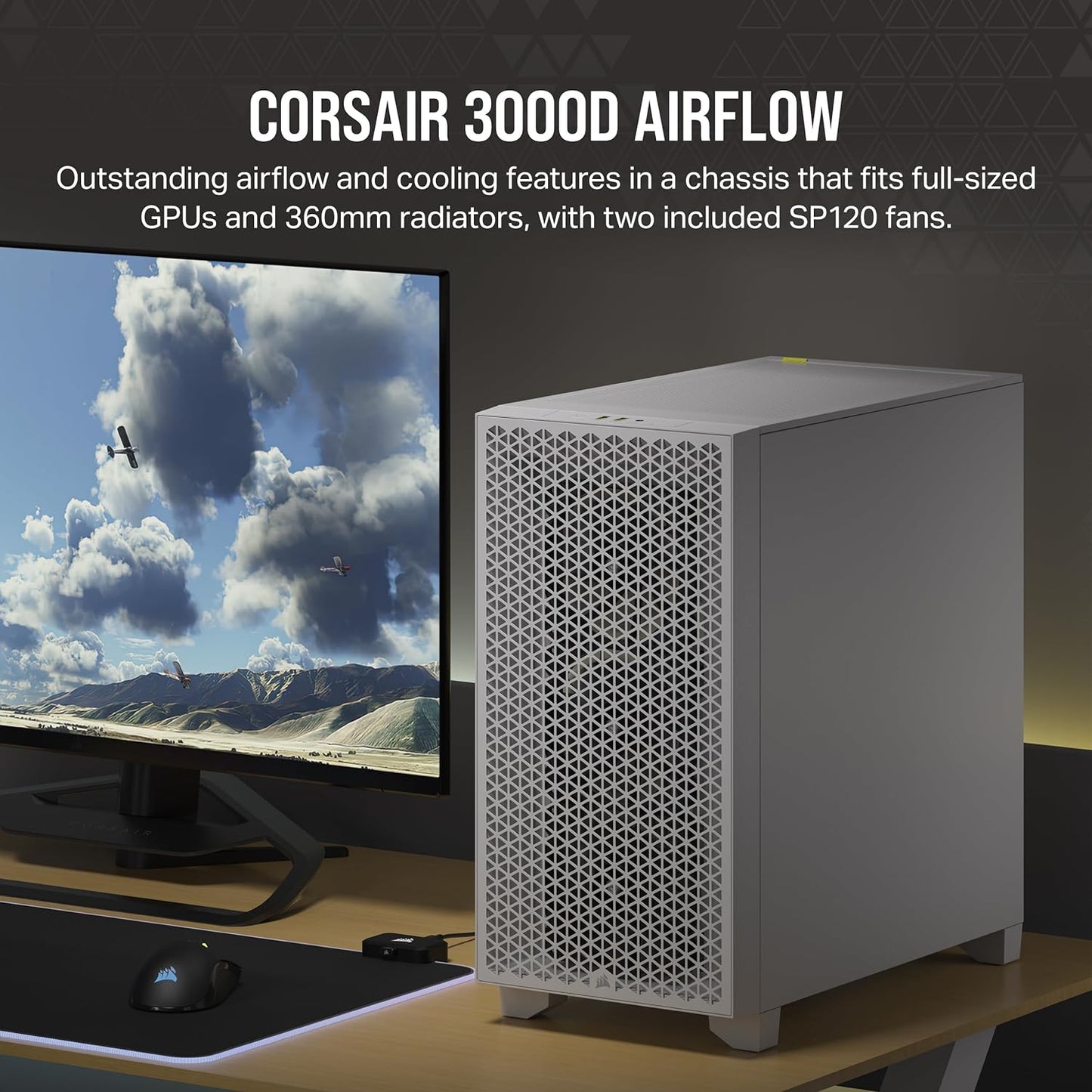 Corsair CC-9011252-WW 3000D AIRFLOW PC Case - White