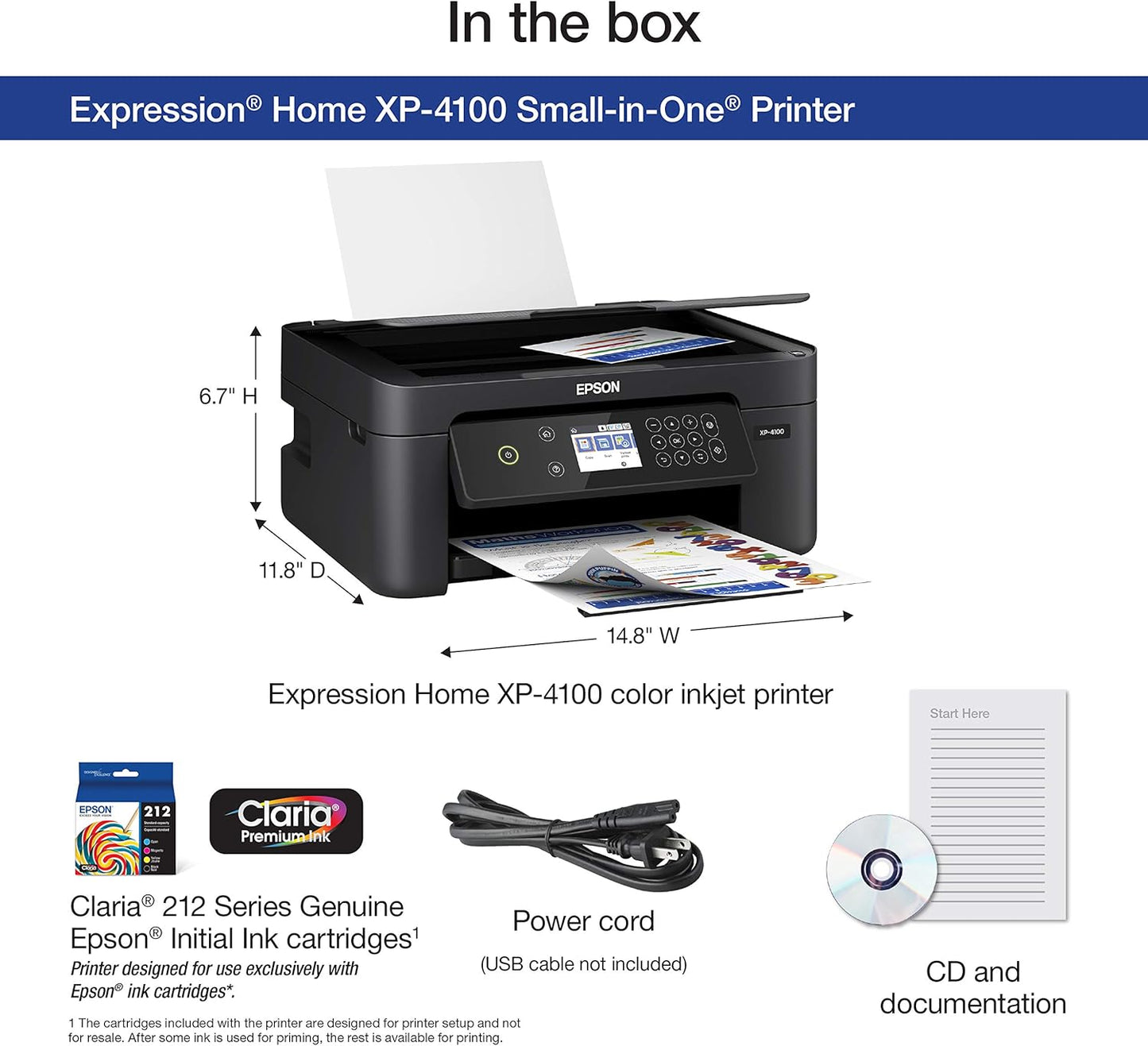 Epson XP-4100 Wireless Color Printer Scanner Copier