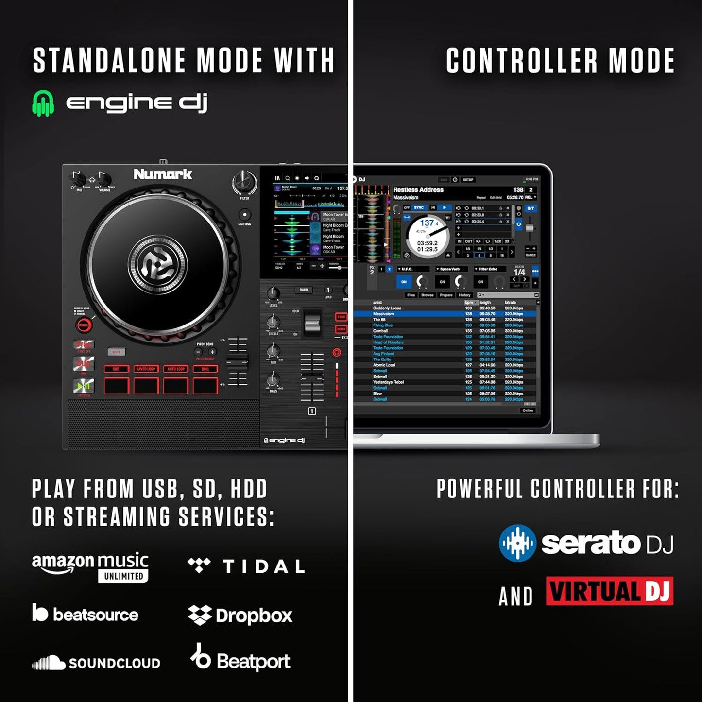 Numark MIXSTREAMPRO+ Standalone DJ Controller with Speakers and Wi-Fi