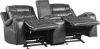 Lexicon S189405GY-2 Microfiber Reclining Loveseat Console Gray