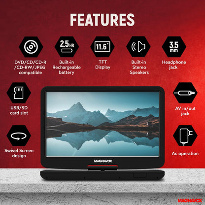 Magnavox MTFT754 11.6" Portable Swivel DVD Player