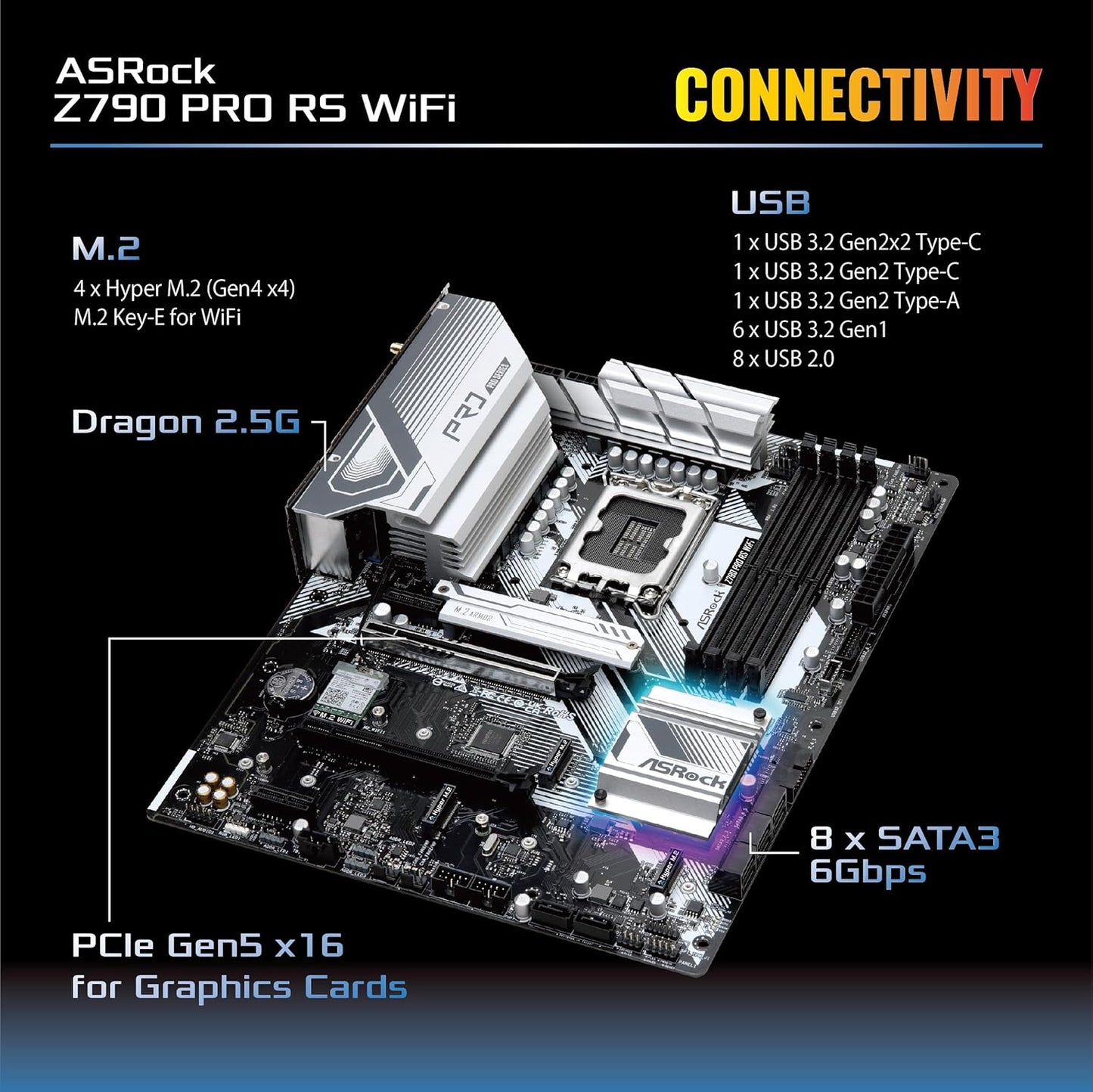 ASRock 90-MXBL50-A0UAYZ Z790 Pro RS WiFi Motherboard