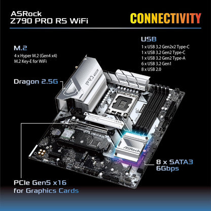 ASRock 90-MXBL50-A0UAYZ Z790 Pro RS WiFi Motherboard