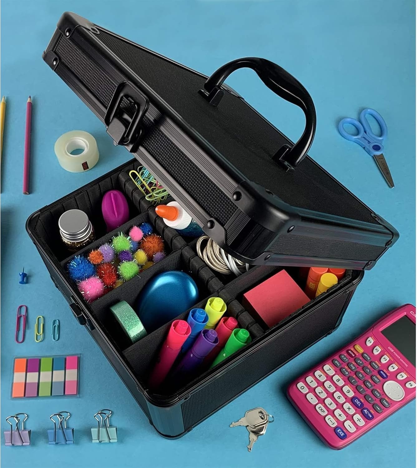 Vaultz VZ01036 Portable Safe Box: Key Lock, Tactical Black