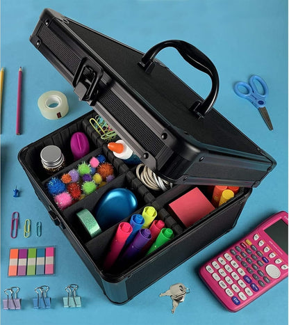 Vaultz VZ01036 Portable Safe Box: Key Lock, Tactical Black