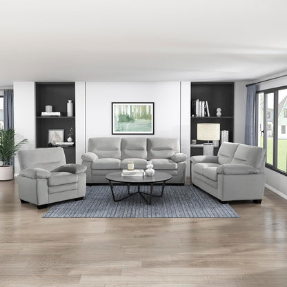 Lexicon Living Room Furniture Set: Sofa, Loveseat, Chair - Gray