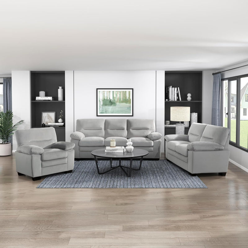 Lexicon Living Room Furniture Set: Sofa, Loveseat, Chair - Gray — main product image